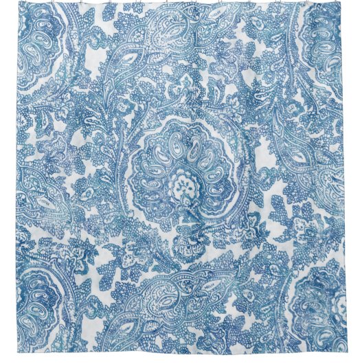 Blue Boho Paisley Pattern Douchegordijn (Voorkant)