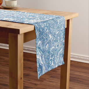 Blue Boho Paisley Pattern Korte Tafelloper