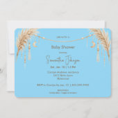 Blue Boho Pampas Baby Shower Kaart (Voorkant)