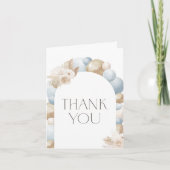 Blue Boho Pampas Grass Boy Baby shower Bedankkaart (Voorkant)