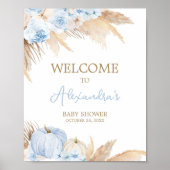 Blue Boho Pumpkin Baby shower Welkom Poster (Voorkant)