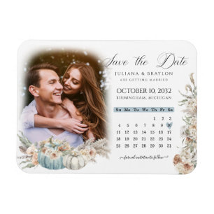 Blue Boho Pumpkins & Dried Floral Calendar & Photo Magneet