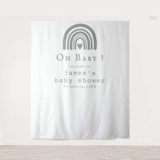 Blue Boho Rainbow Baby shower Achtergrond Wandkleed (Voorkant)