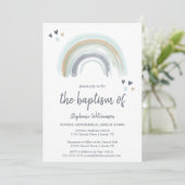 Blue Boho Rainbow Baptism Invitation Kaart (Staand voorkant)