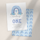Blue Boho Rainbow Boy Invitation d'anniversaire