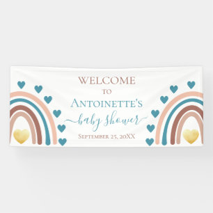 Blue Boho Rainbow Custom Baby shower Banner