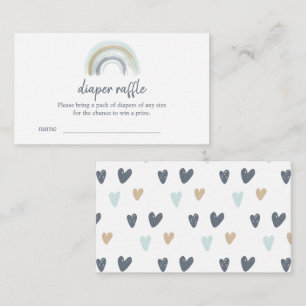Blue Boho Rainbow Diaper Raffle Tickets Informatiekaartje