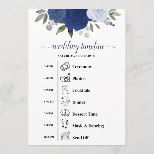 Blue Boho Roses Wedding Events & Timeline Programma (Achterkant)