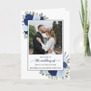 Blue Boho Rozen & Foto Elegant Huwelijk Programma