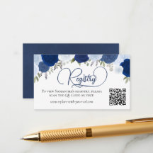 Blue Boho Rozen Vrijgezellenfeest Registry QR-code