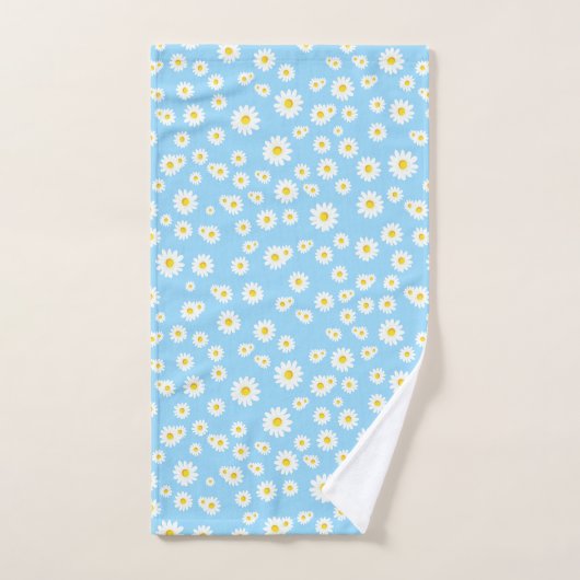 Blue Boho Spring Daisies Pattern Bad Handdoek (Handdoek)