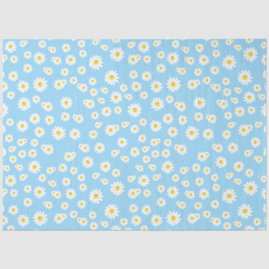 Blue Boho Spring Daisies Pattern Tissuepapier (Voorkant)