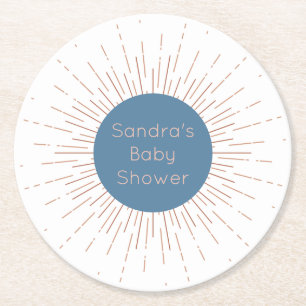 Blue Boho Sun Ronde Kartonnen Onderzetter