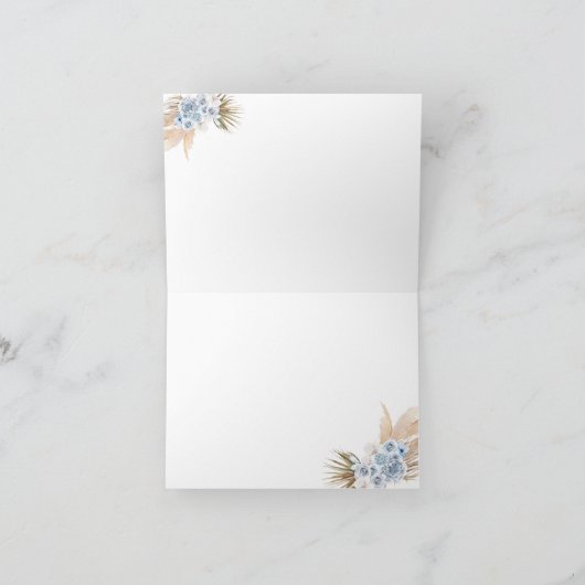 Blue Boho Teddy Bear Folded Hartelijk dank Bedankkaart (Binnen)