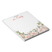 Blue Boho Waterverf Border gepersonaliseerd Notitieblok (Schuin)