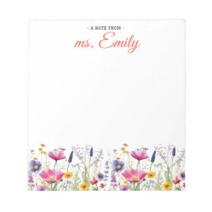 Blue Boho Waterverf Border gepersonaliseerd Notitieblok