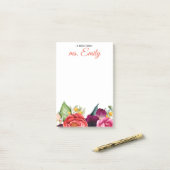 Blue Boho Waterverf Border gepersonaliseerd Post-it® Notes (Op bureau)