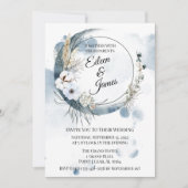 Blue Boho Waterverf Half Moon Wedding Kaart (Voorkant)