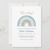Blue Boho Waterverf Rainbow Boy Baby shower Kaart (Voorkant)