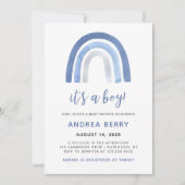 Blue Boho Waterverf Rainbow Boy Baby shower Kaart (Voorkant)