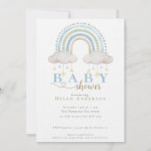 Blue Boho Waterverf Rainbow Boy Baby shower Kaart (Voorkant)