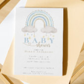 Blue Boho Waterverf Rainbow Boy Baby shower Kaart