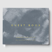 Blue Boho Waterverf Wedding Gold Folie Gastenboek (Voorkant)