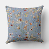 Blue Boho Wildflower Baby Stats Kussen (Achterkant)