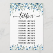 Blue Boho Wildflowers Wedding Seating Chart Kaart (Voorkant)