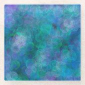 Blue Bokeh Abstracte digitale kunst Glazen Onderzetter (Voorkant)