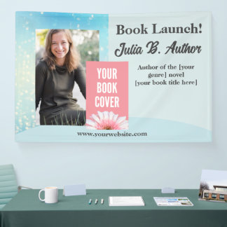 Blue Bokeh Auteur Boek Lancering Uitnodiging Spandoek