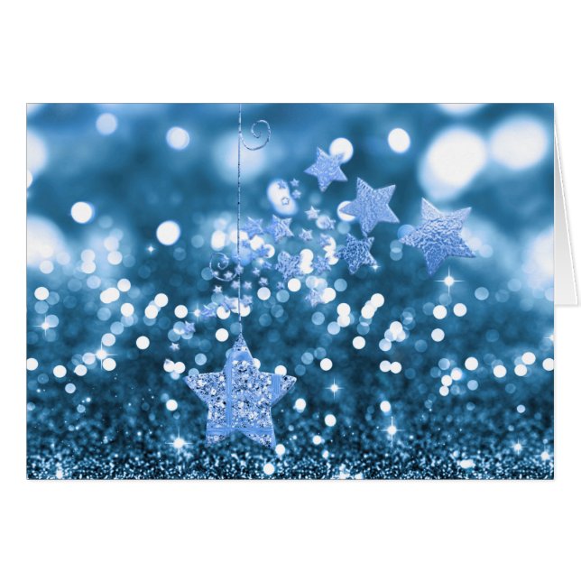 Blue Bokeh Faux Glitter & Stars (Voorkant Horizontaal)