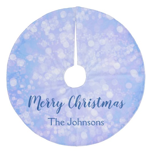 Blue Bokeh Fleece Kerstboom Rok (Voorkant)