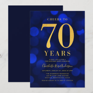 Blue Bokeh Gold juicht voor 70 jaar verjaardagsfee Kaart