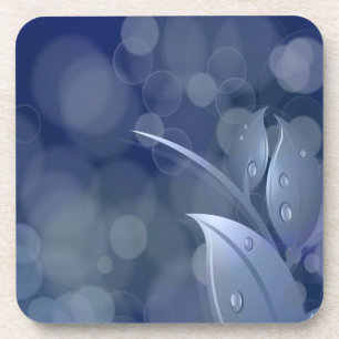 Blue Bokeh Leaves Bier Onderzetter
