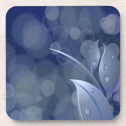 Blue Bokeh Leaves Bier Onderzetter (Voorkant)