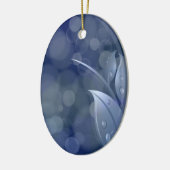 Blue Bokeh Leaves Keramisch Ornament (Links)