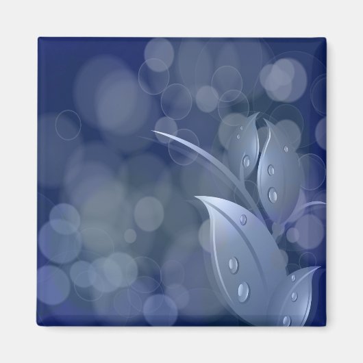 Blue Bokeh Leaves Magneet (Voorkant)