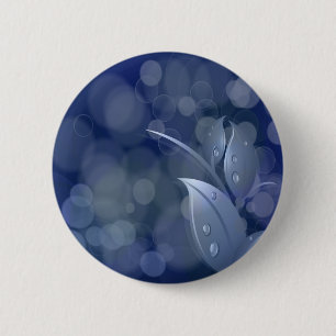Blue Bokeh Leaves Ronde Button 5,7 Cm