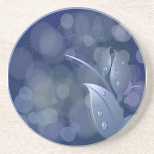 Blue Bokeh Leaves Zandsteen Onderzetter