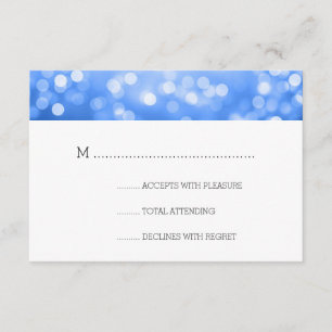 Blue Bokeh Lights Elegant Wedding RSVP Kaartje