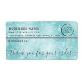 Blue bokeh logo dank u zakelijke mailing label (Voorkant)