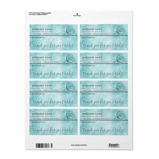 Blue bokeh logo dank u zakelijke mailing label (Full Sheet)