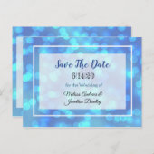 Blue Bokeh Save the Date Briefkaart (Voorkant / Achterkant)