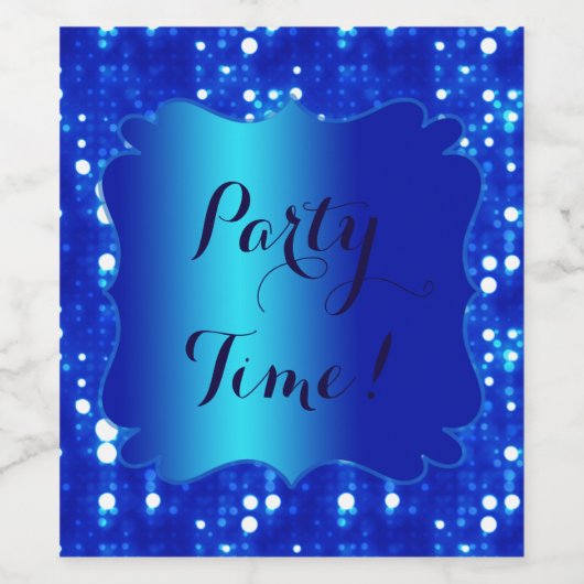 Blue Bokeh Sparkles Wine Bottle Label Wijn Etiket (Enkel label)