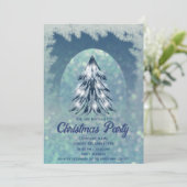 Blue bokeh waterverf zakelijk kerstfeest kaart (Staand voorkant)