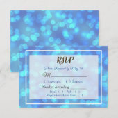 Blue Bokeh Wedding RSVP-kaart RSVP Kaartje (Voorkant / Achterkant)