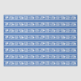 Blue Bone Inlay Floral Border Decoupage Paper Tissuepapier