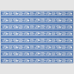 Blue Bone Inlay Floral Border Decoupage Paper Tissuepapier