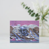 Blue Bonehead Graffiti Briefkaart (Staand voorkant)